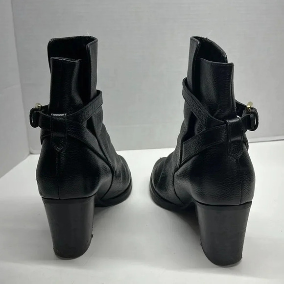 L.K. LK Bennett London Heeled Booties Boots Black Leather Ankle Buckle Size 39 9 - Picture 3 of 12